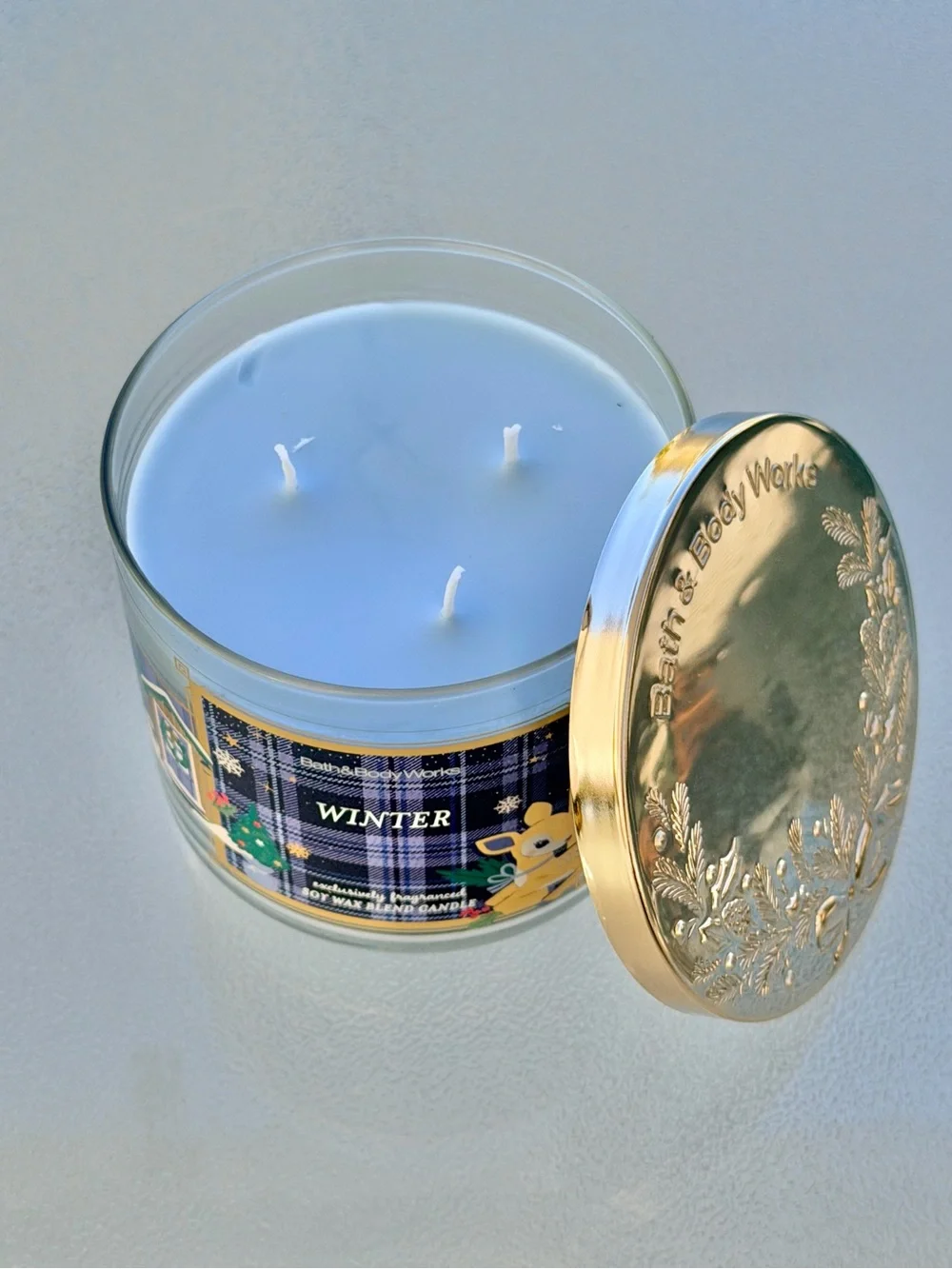 Bath & Body Works “Winter” Light Blue Wax 3-Wick Candle, 14.5 Oz.